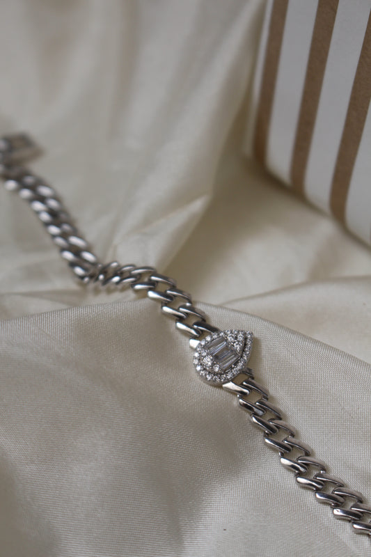 Droplet Silver Link Bracelet